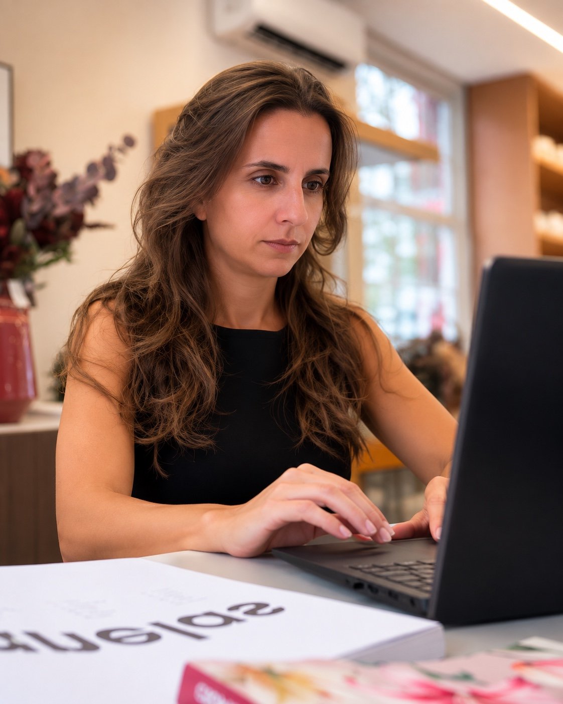Aline Mezzalira trabalhando na SomosUM AI Studio